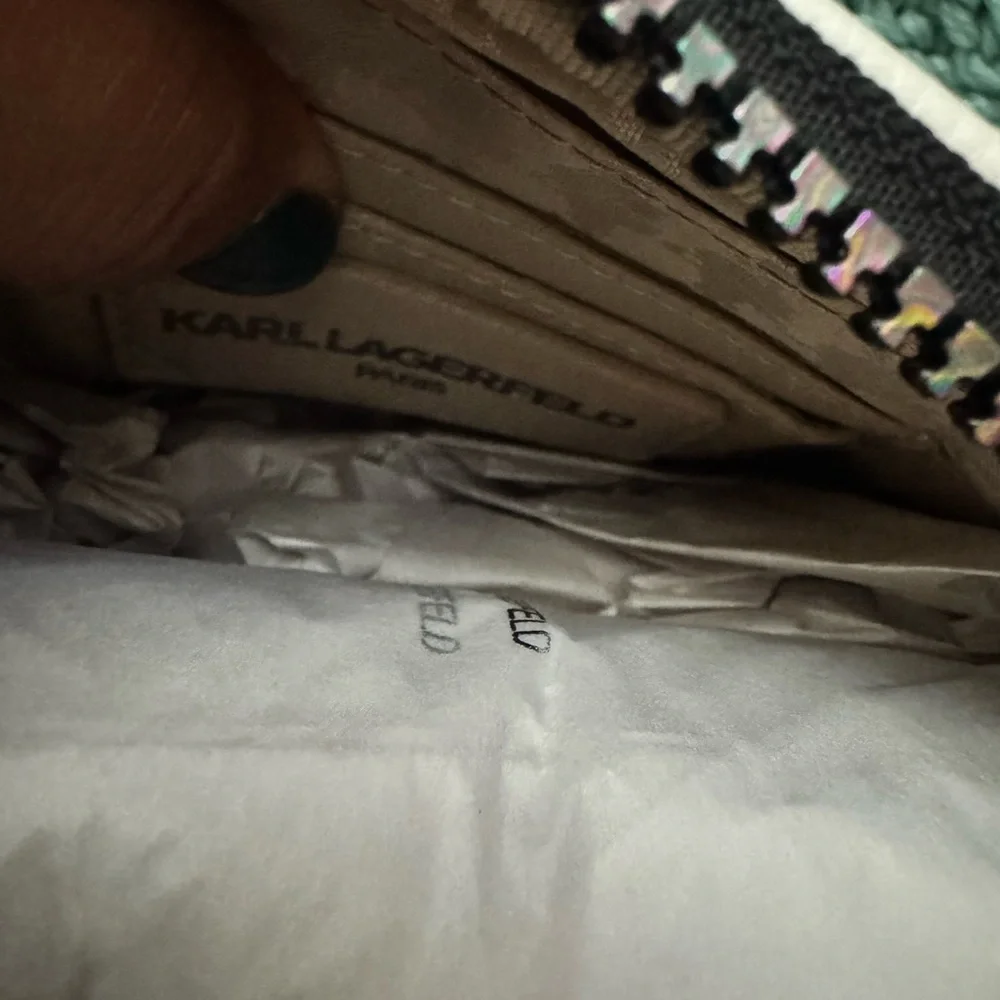 Karl Lagerfeld White Camera Bag with Iridescent White Bluish Detail